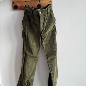 Aritzia Olive Green Corduroy Trousers